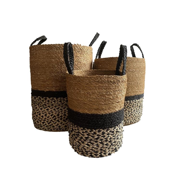 Set De 3 Cestos Organizadores Seagrass Multiuso Bengala