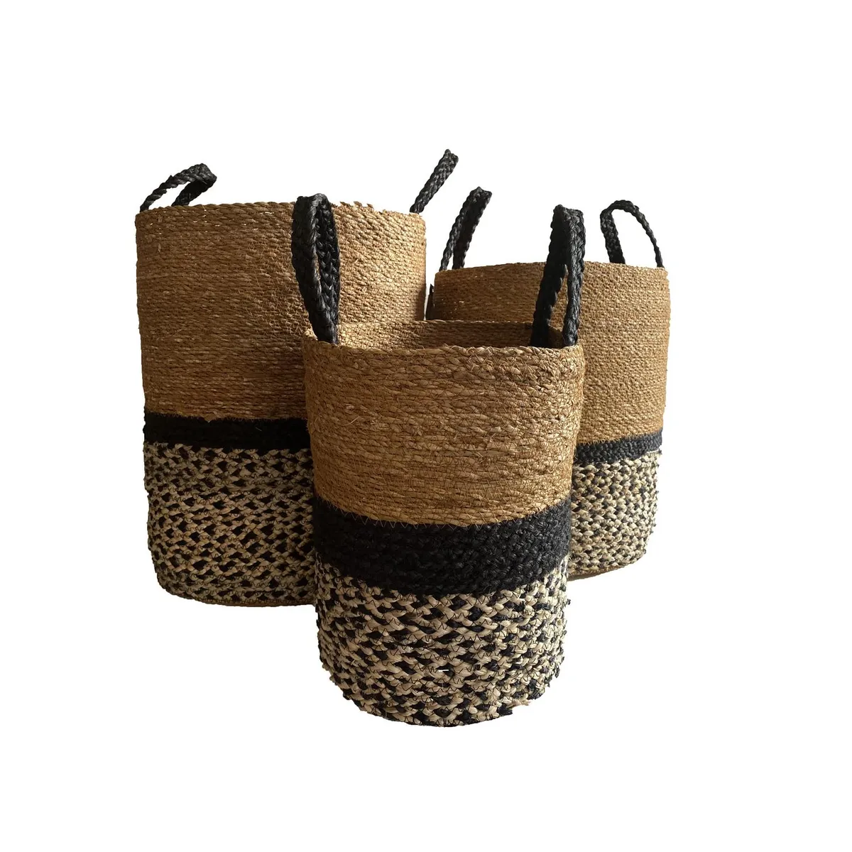 DECOGREEN - Set de 3 Cestos Bengala S 34x22, M 38x28 y L 45x33 cm