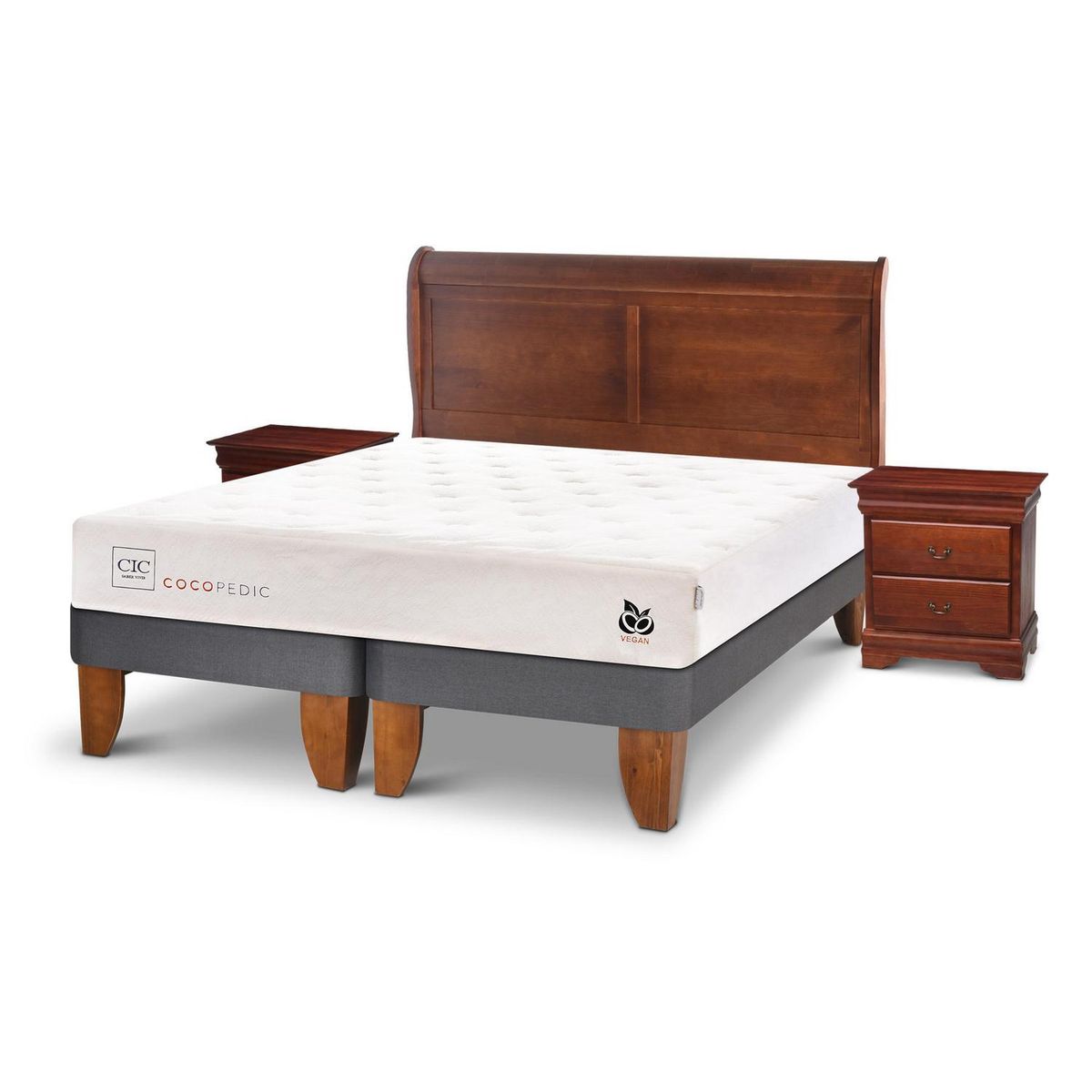 CIC - Cama europea Cocopedic 2 plazas + Muebles