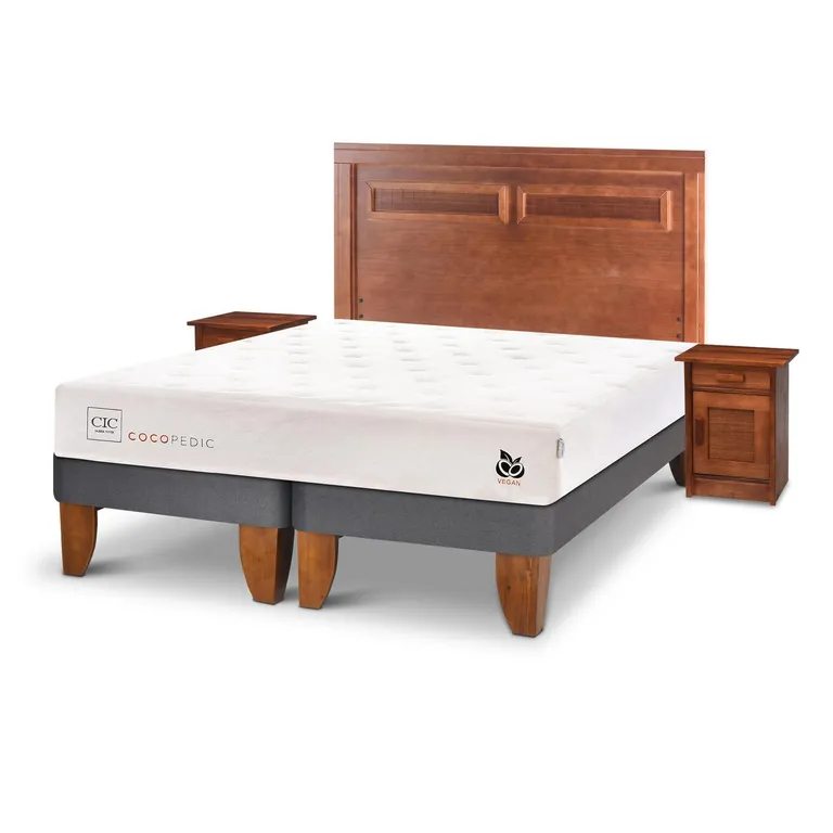Cama Europea Cocopedic 2 Plazas + Muebles