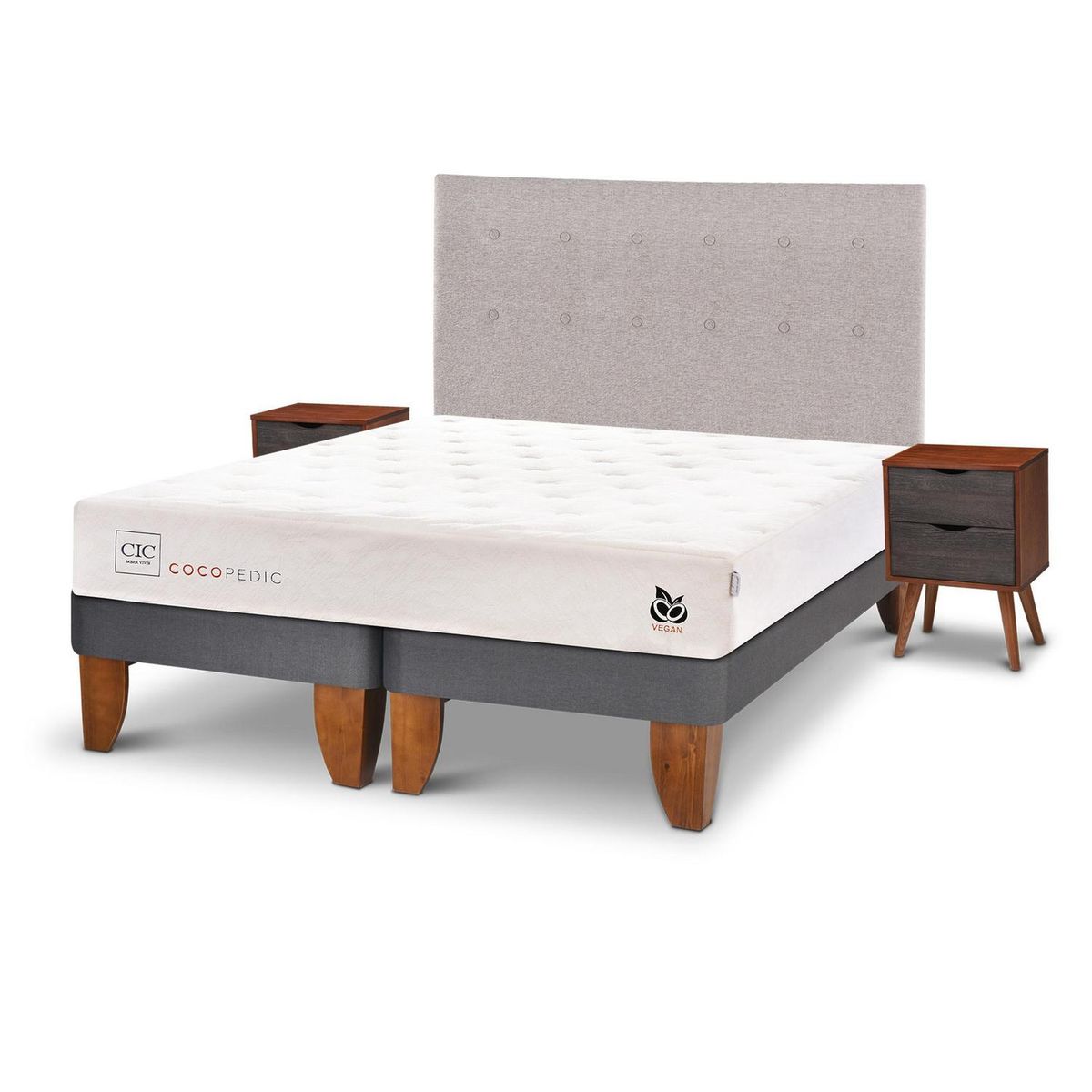 CIC - Cama europea Cocopedic 2 plazas + Muebles