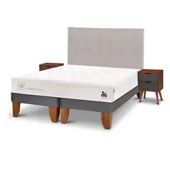 CIC - Cama Europea Cocopedic 2 Plazas + Muebles