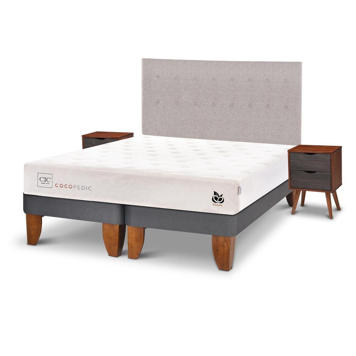 CIC - Cama europea Cocopedic King + Muebles