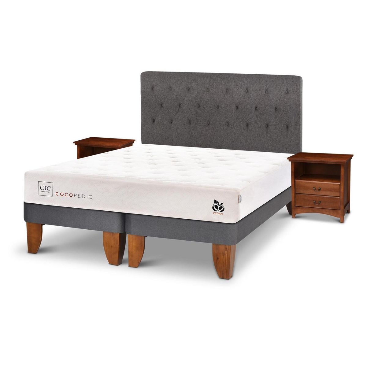 CIC - Cama europea Cocopedic King + Muebles