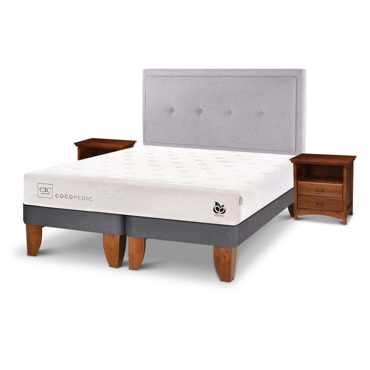 CIC - Cama europea Cocopedic King + Muebles