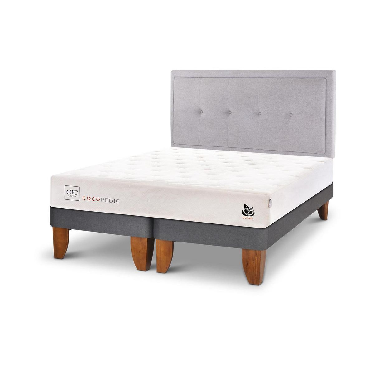 CIC - Cama Europea Cocopedic 2 Plazas + Muebles