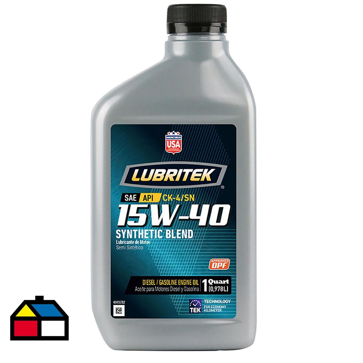 LUBRITEK - Lubricante Semisintético Lubritek 15w-40 Ck-4 Automotriz 1/4 Galón