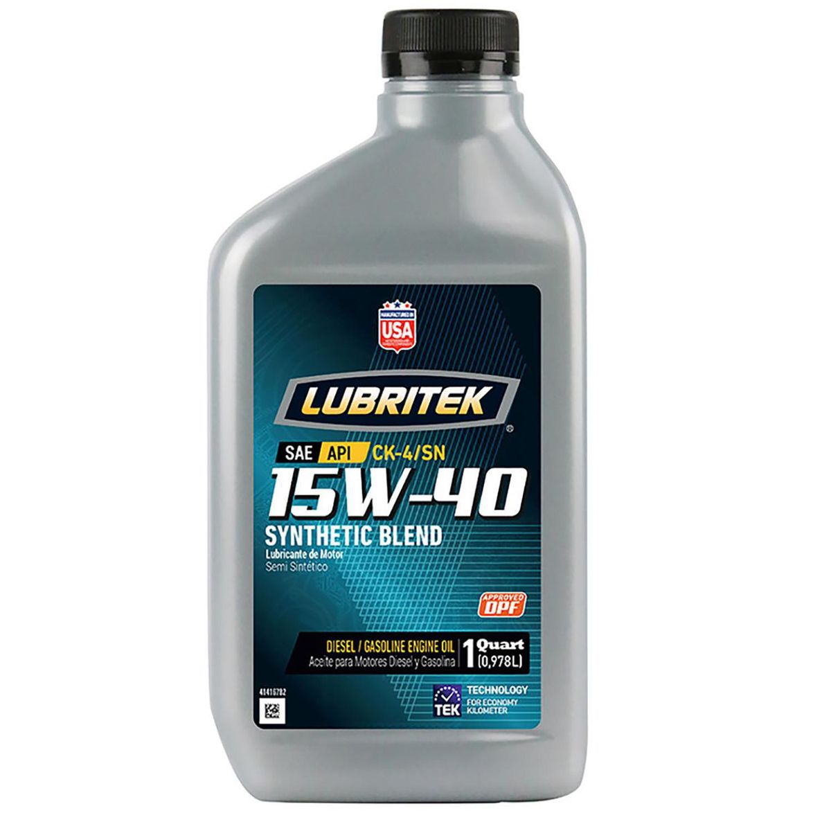 LUBRITEK - Lubricante Semisintético Lubritek 15w-40 Ck-4 Automotriz 1/4 Galón