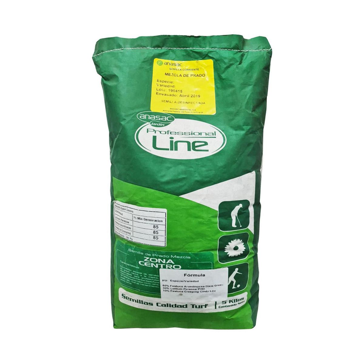 ANASAC - Semilla de Pasto Mezcla Profesional Zona Centro 5 kg Bolsa