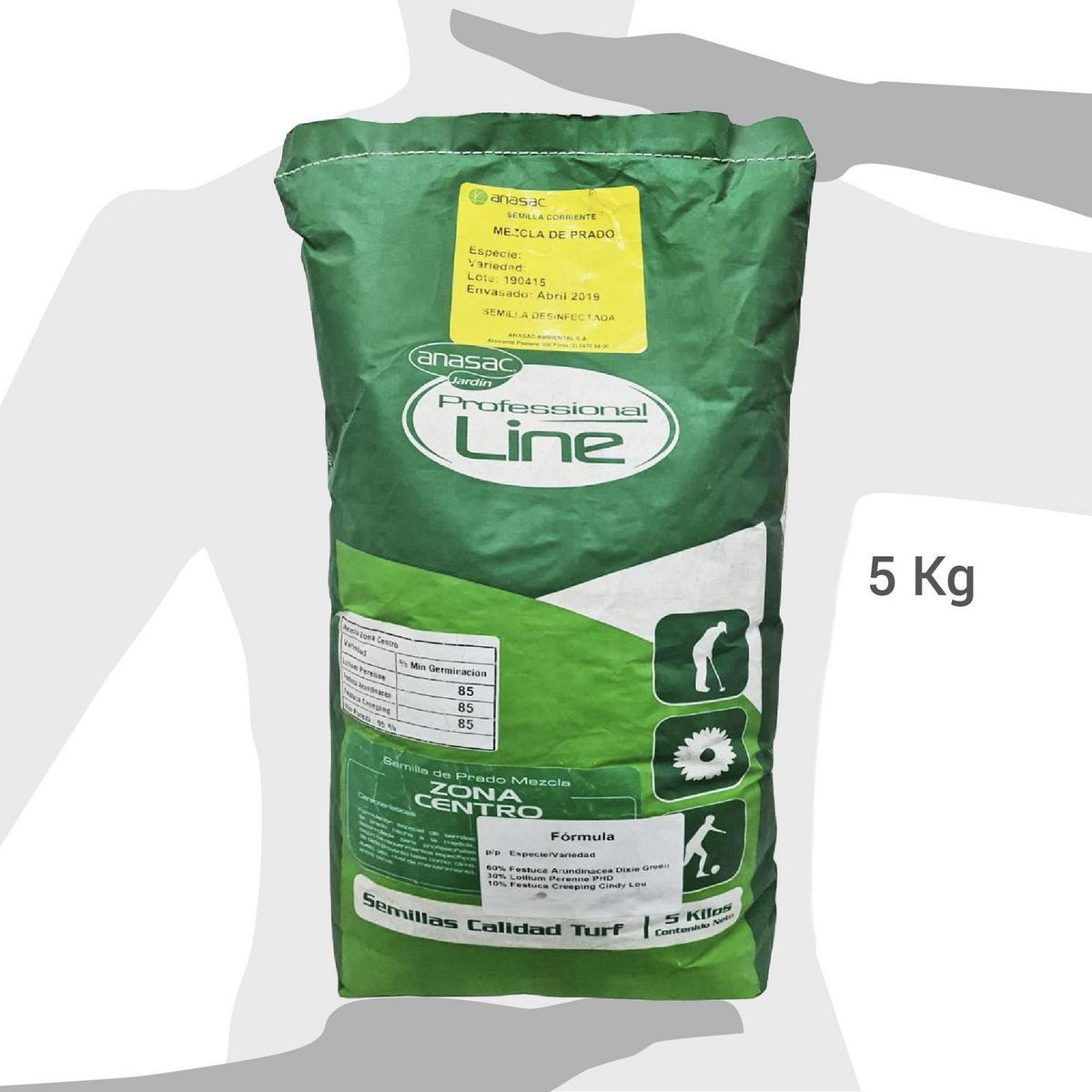 ANASAC - Semilla de Pasto Mezcla Profesional Zona Centro 5 kg Bolsa