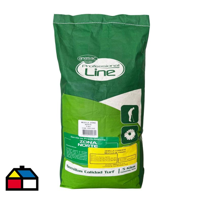 ANASAC - Semilla de Pasto Mezcla Profesional Zona Norte 5 kg Bolsa