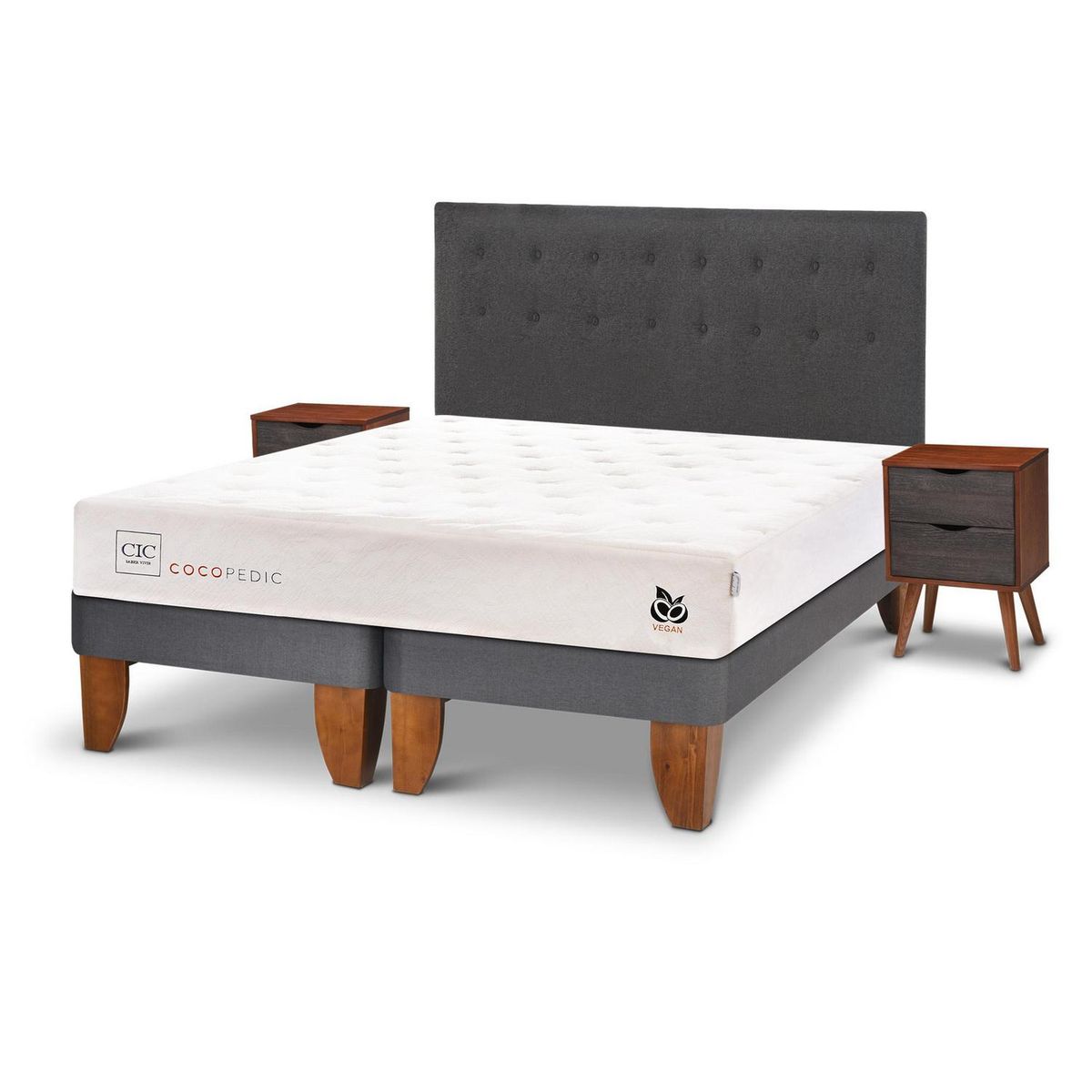 CIC - Cama europea Cocopedic King + Muebles