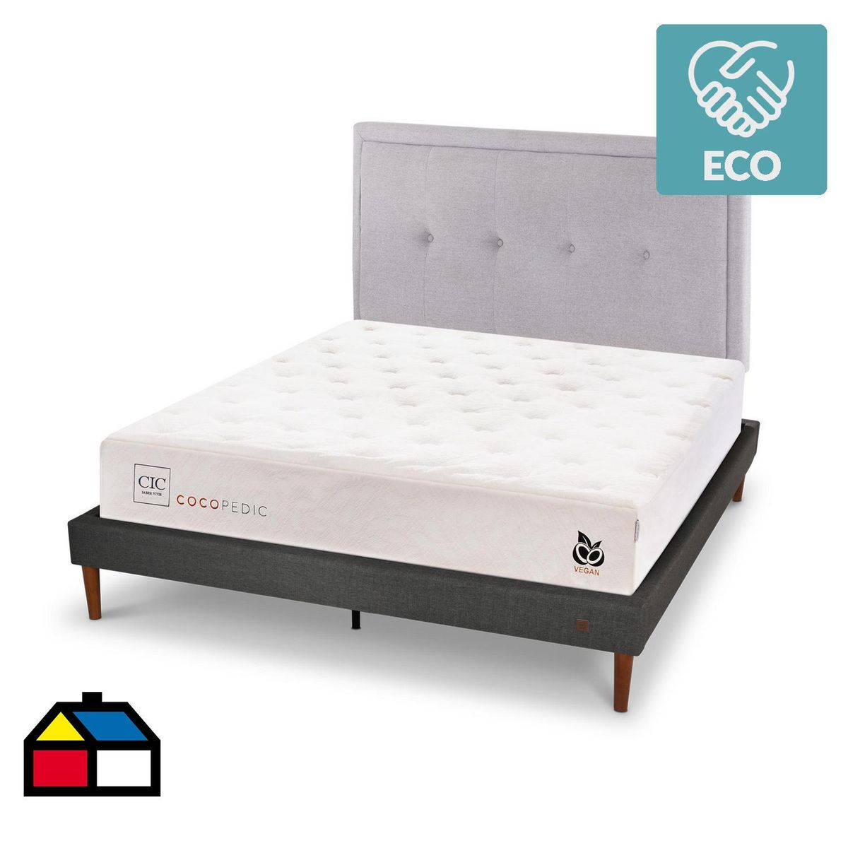 CIC - Cama europea Cocopedic 2 plazas + Muebles