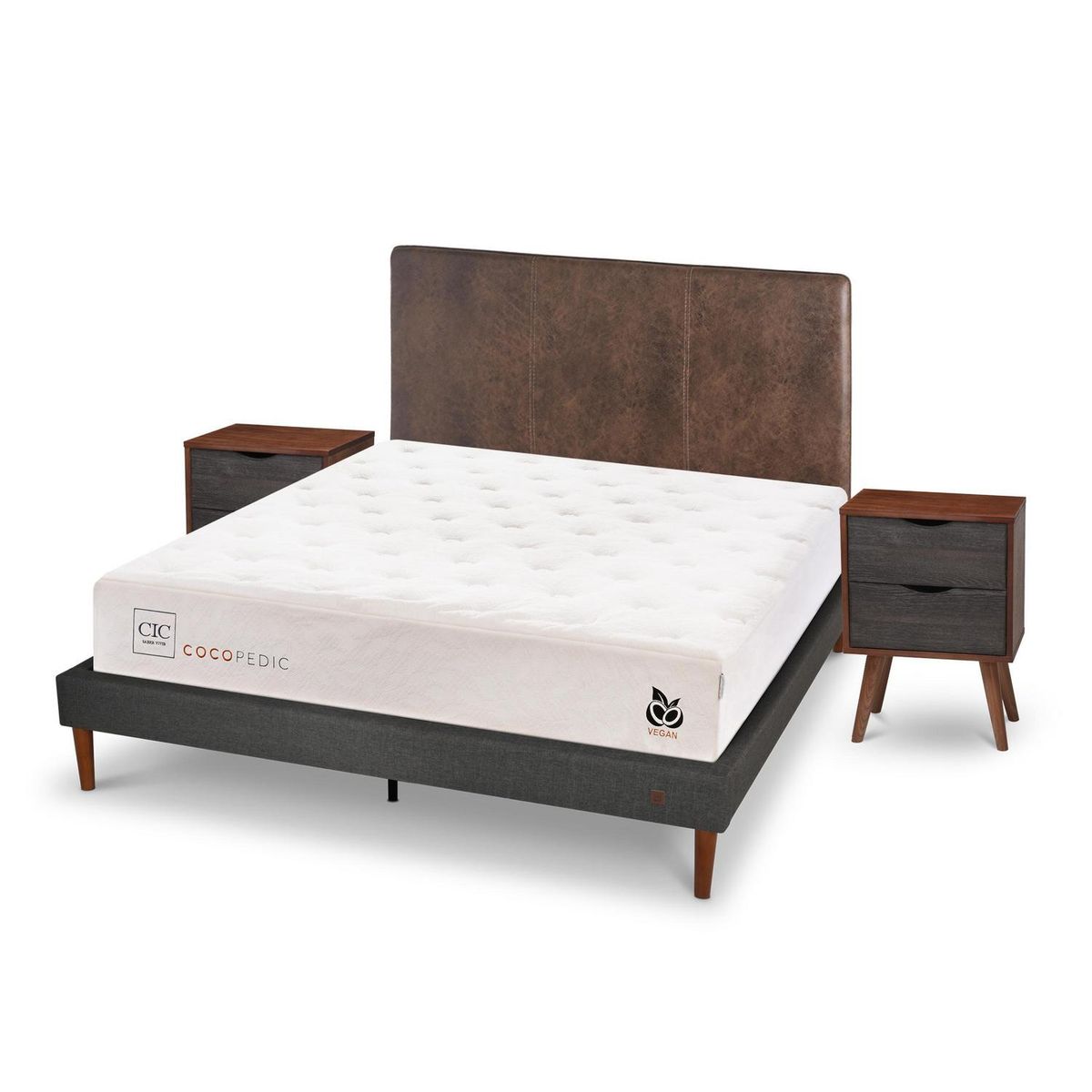 CIC - Cama europea Cocopedic 2 plazas + Muebles