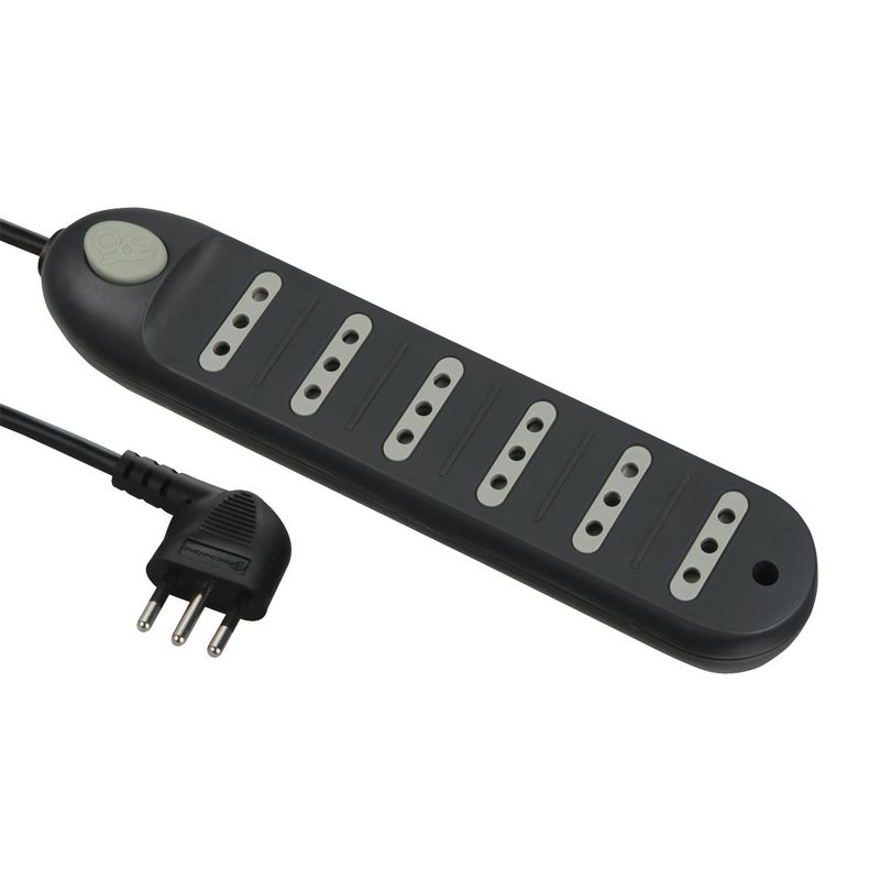 ELECTRALINE - Alargador con Switch 6 Toma(s) 5 m Negro