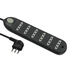 ELECTRALINE - Alargador con Switch 6 Toma(s) 5 m Negro