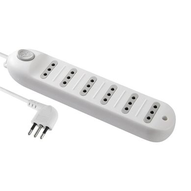 Alargador 6 tomas 3 metros con switch blanco