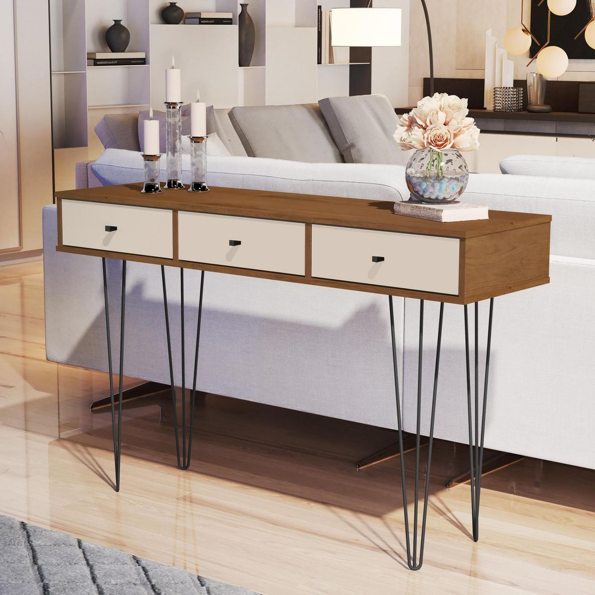 BE DESIGN - Arrimo 3 cajones Be caramelo perla