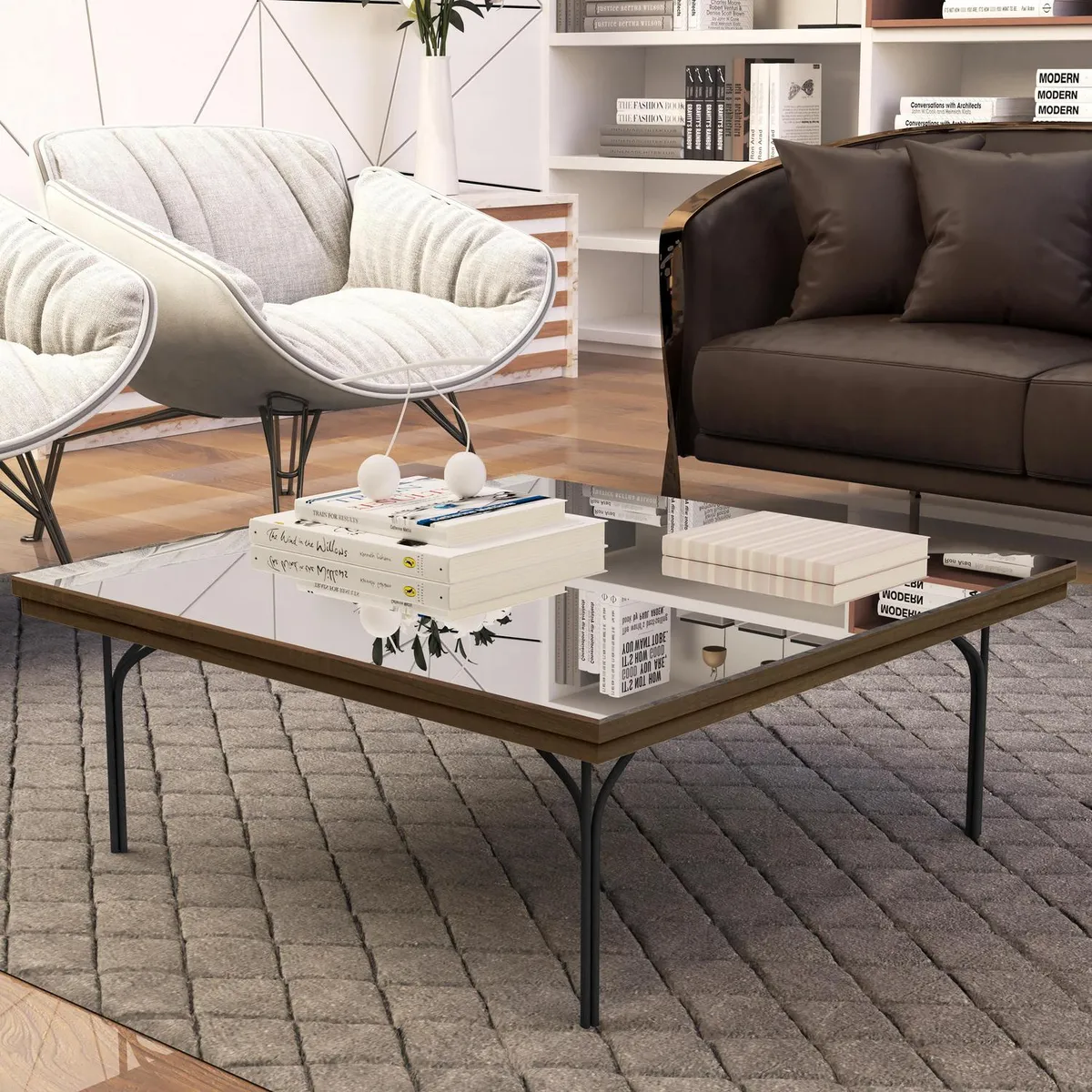 BE DESIGN - Mesa de centro espejo Be canela