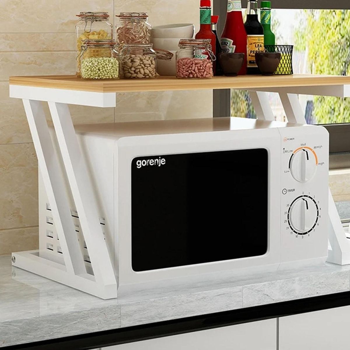 IMPORTADORA USA - Repisa organizador microondas madera 38x57x38 cm