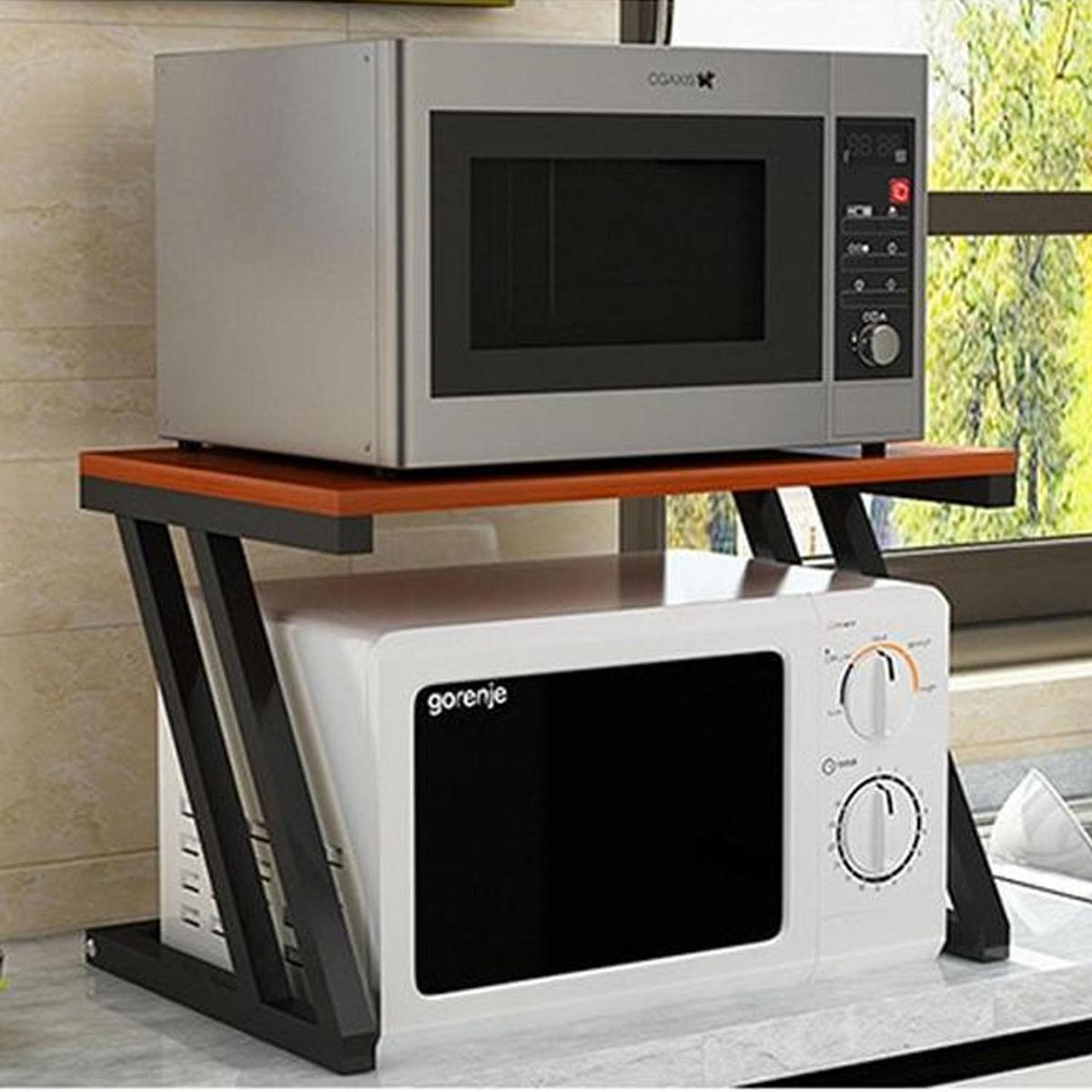 IMPORTADORA USA - Repisa organizador microondas madera Negro y Café