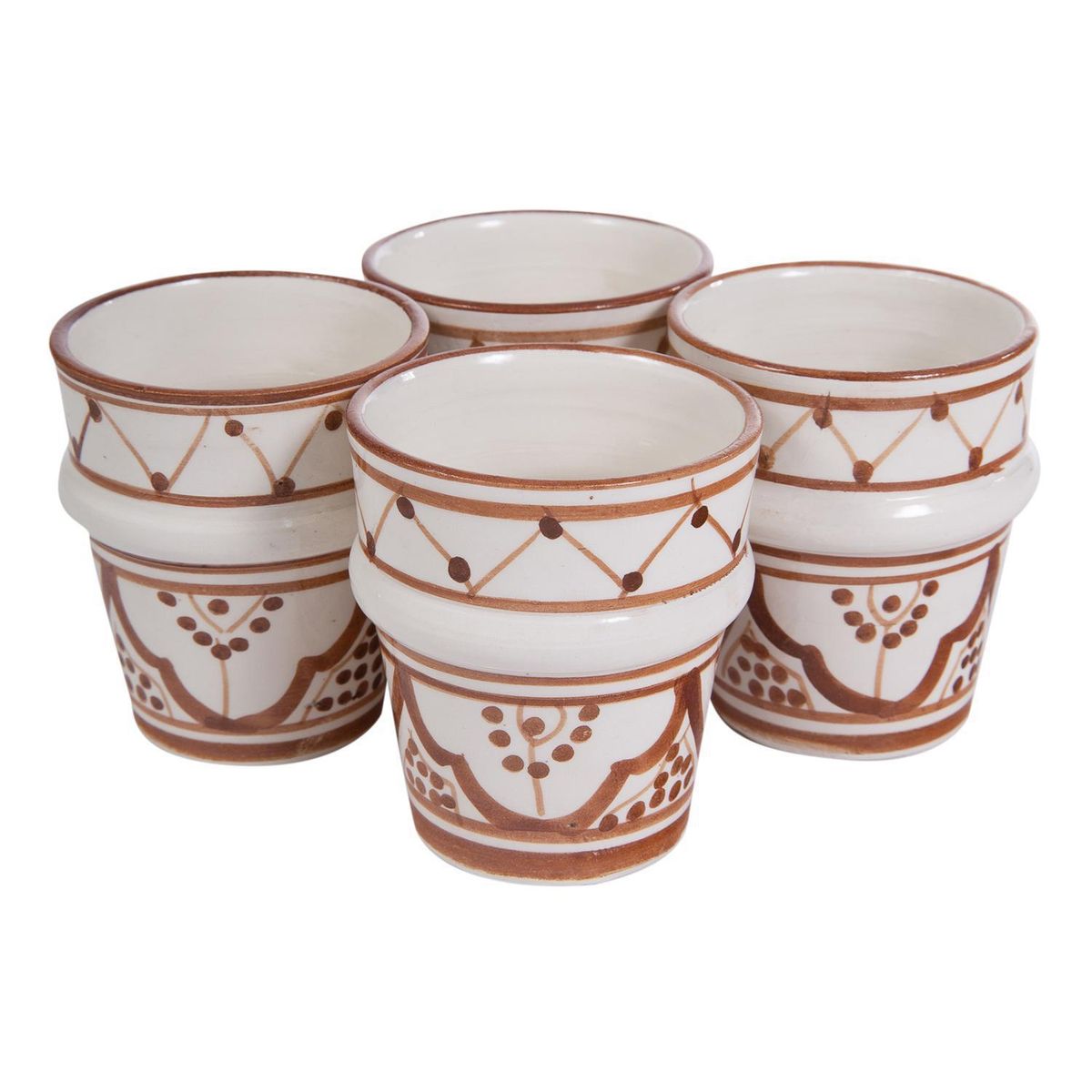 KELIM CASA GITANA - Set 4 Vasos Bajo de Cerámica 50 ml Terracota