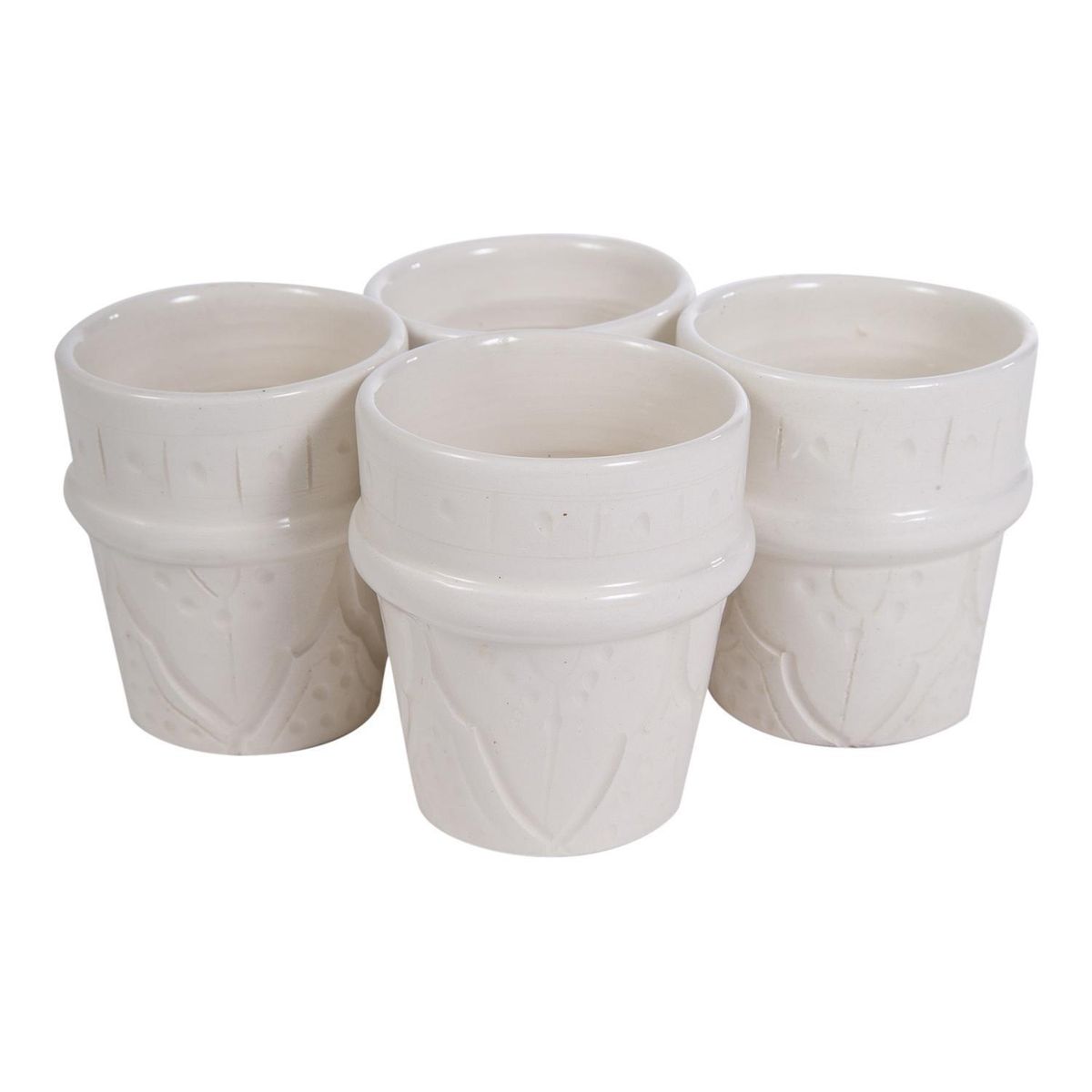 KELIM CASA GITANA - Set 4 Vasos Bajo de Cerámica 50 ml Blanco