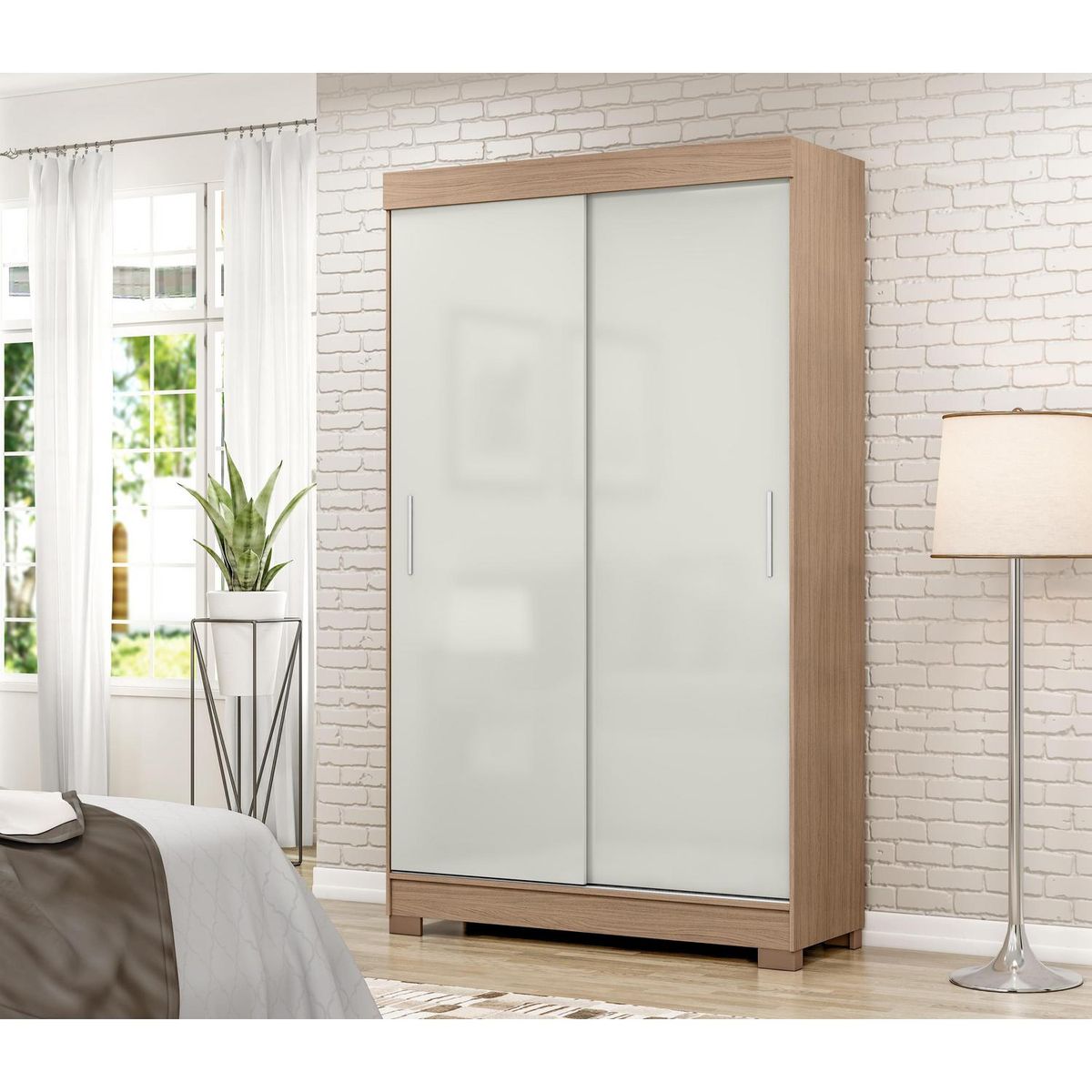 EXIT - Clóset 2 Puerta(s) 2 Cajone(s) 5 Repisa(s) 136.2x205x46.5 cm Nogal/Blanco