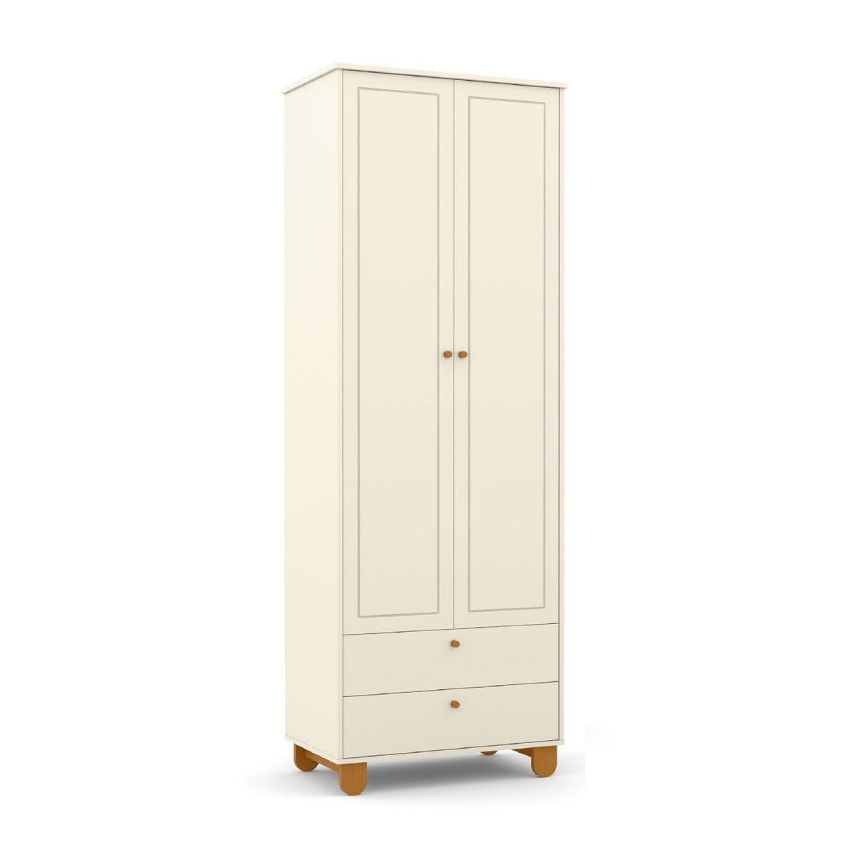 KIDSCOOL - Armario Zupi 2 Puerta(s) 2 Cajón(es) 2 Repisa(s) 77x218x46 cm Beige