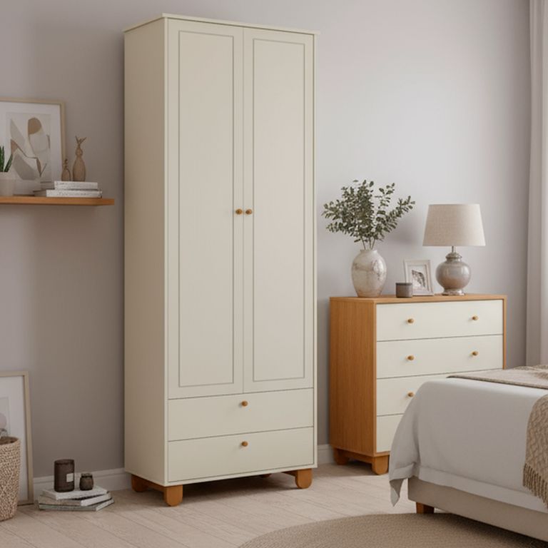 KIDSCOOL Armario Zupi 2 Puerta(s) 2 Cajón(es) 2 Repisa(s) 77x218x46 cm Beige