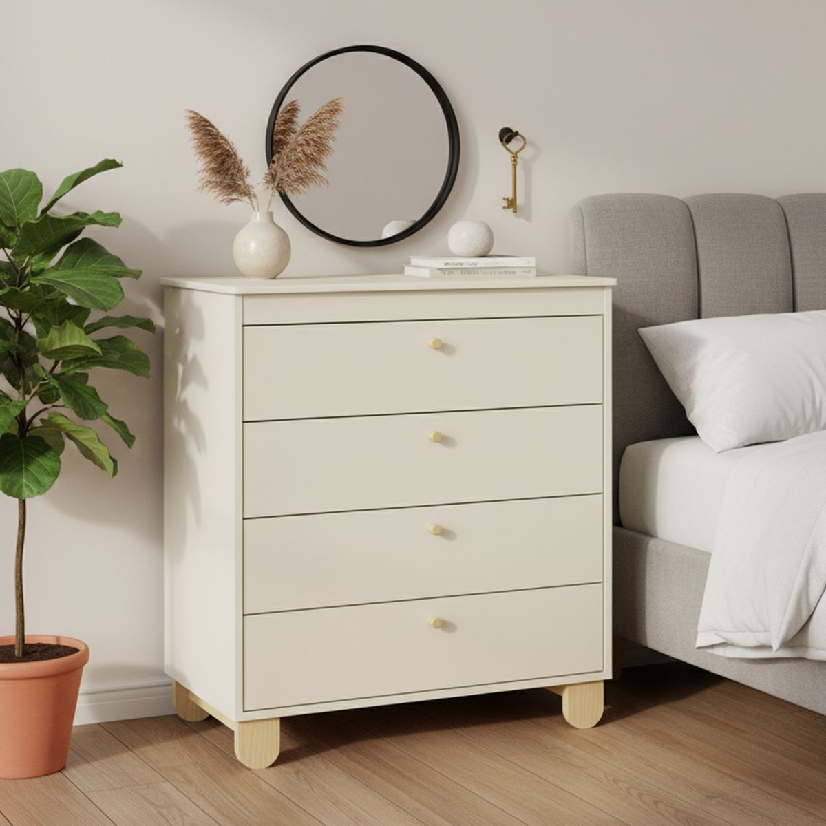 KIDSCOOL - Cómoda 4 Cajón(es) Zupi 77x93x46 cm Beige