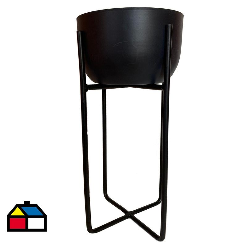 DECOGREEN - Macetero con Pedestal de Metal 22x26 Grafito