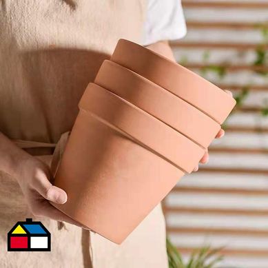 Set de 2 Maceteros Terracota Clsica S 16x18 cm y M 20x22 cm