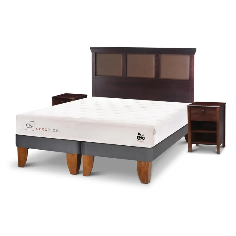 Cama Europea Cocopedic 2 Plazas + Muebles