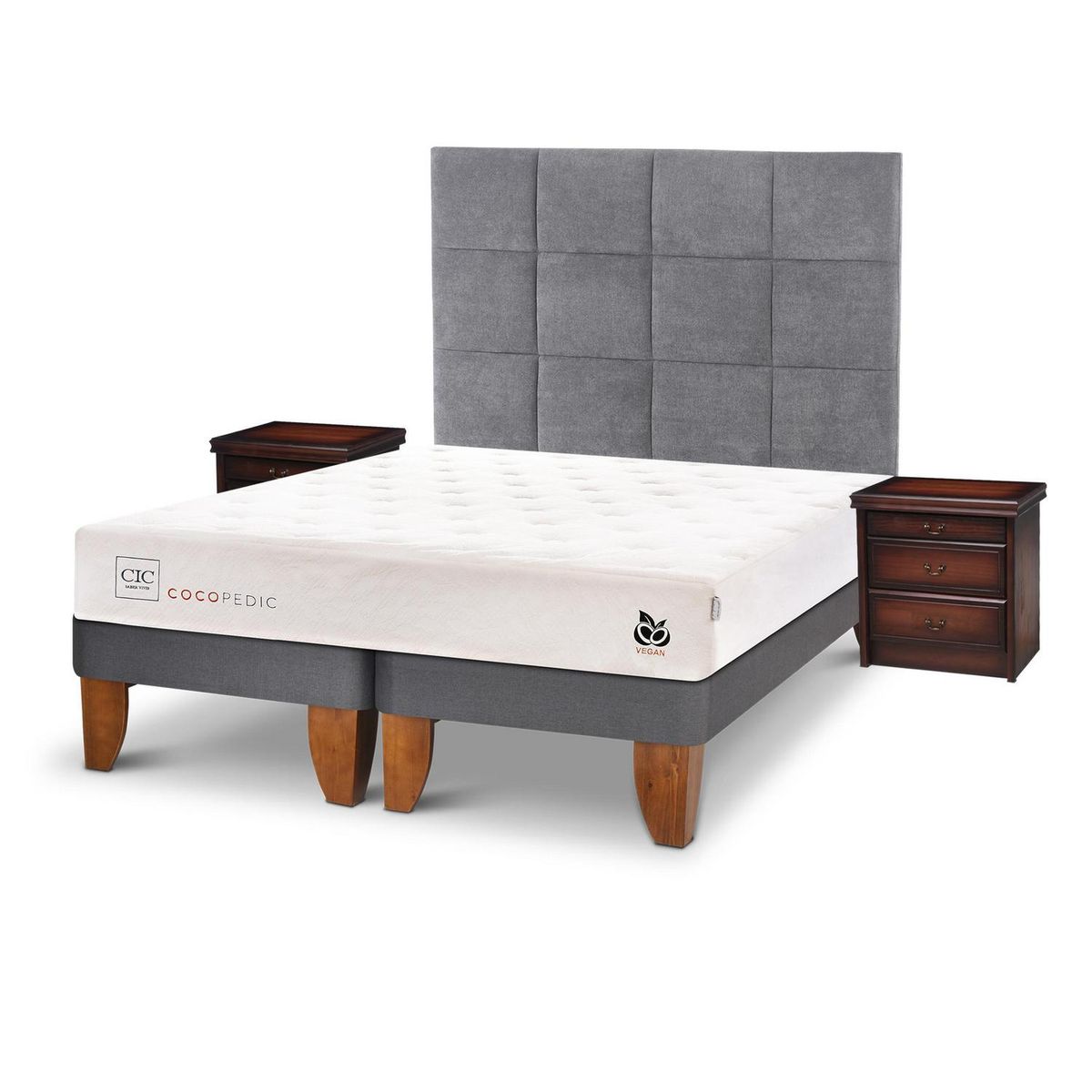 CIC - Cama europea Cocopedic 2 plazas + Muebles