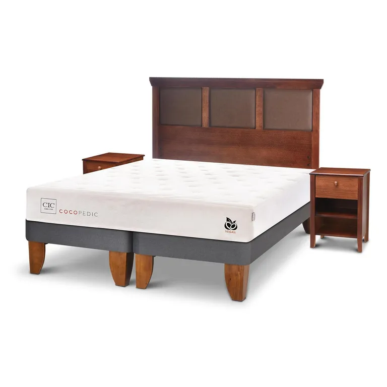 Cama Europea Cocopedic 2 Plazas + Muebles