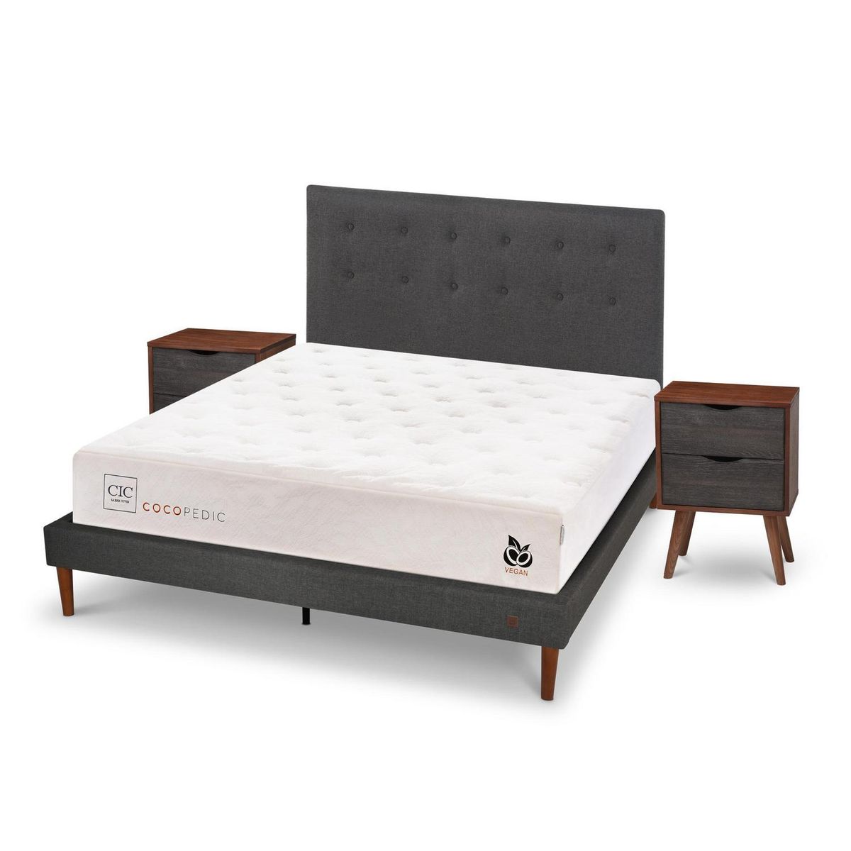 CIC - Cama europea Cocopedic 2 plazas + Muebles