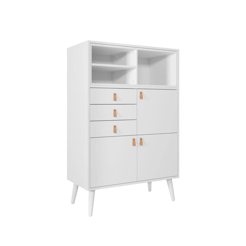 AR DESIGN - Buffet 3 puertas 3 cajones blanco 80x121x40 cm