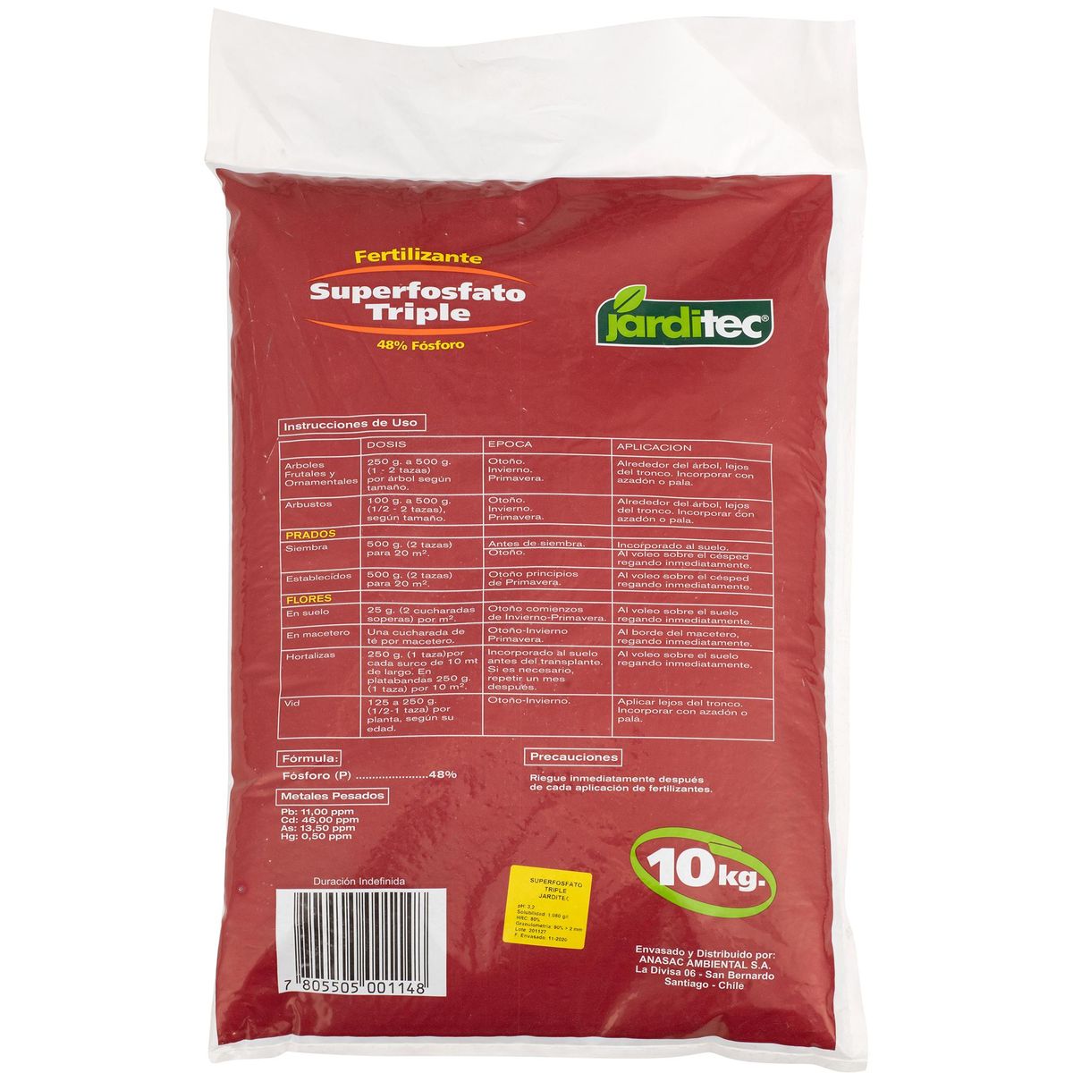 ANASAC - Fertilizante para plantas superfosfato triple 10 kg Jarditec