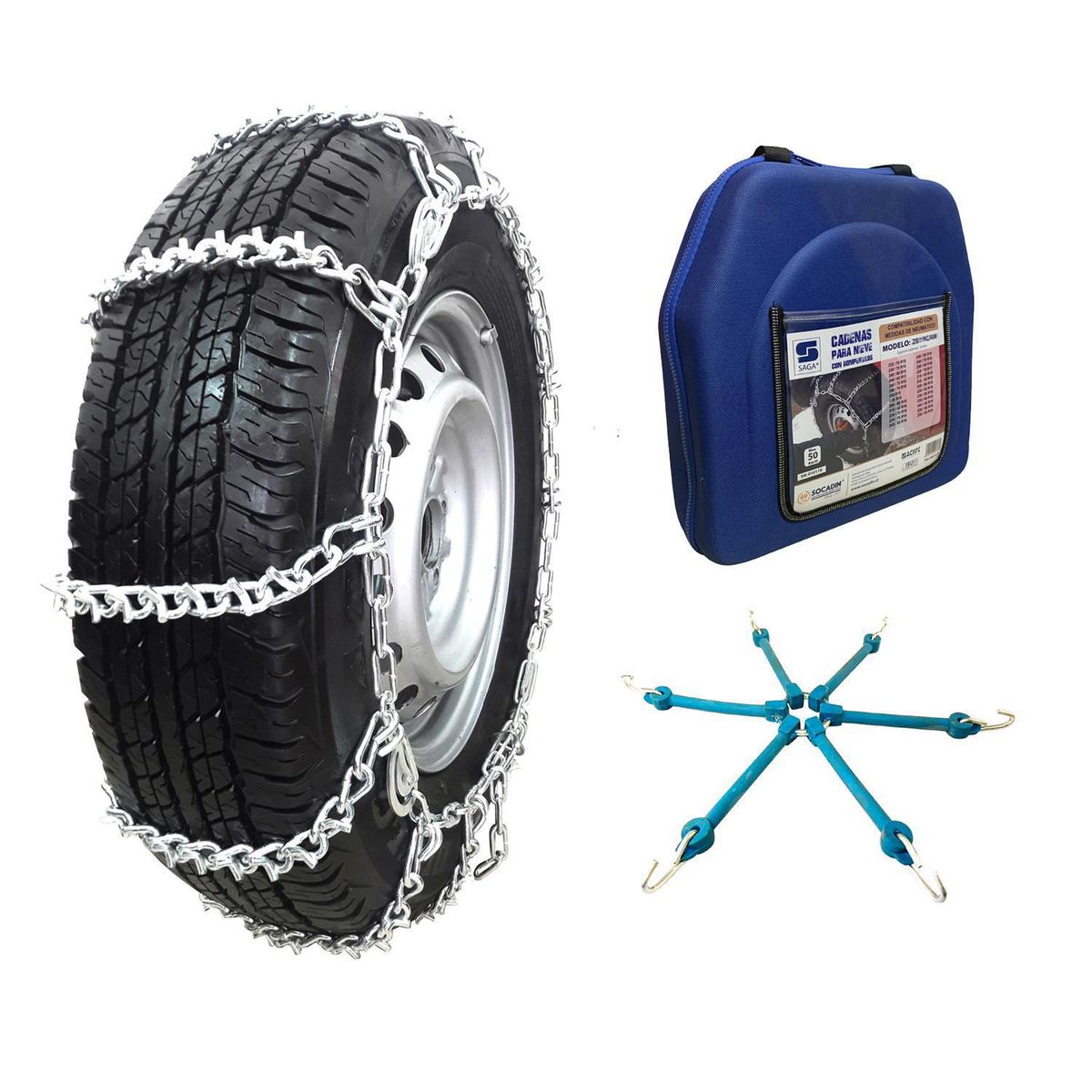 SAGA - Kit cadenas para nieve 2828CAM bolso + tensores