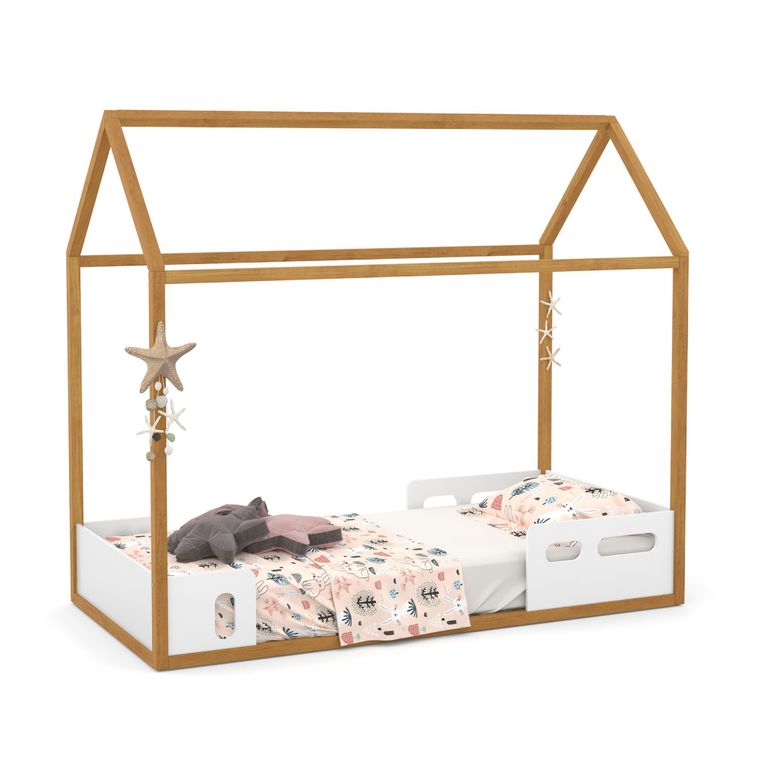 Cama casita LIV blanca caramelo