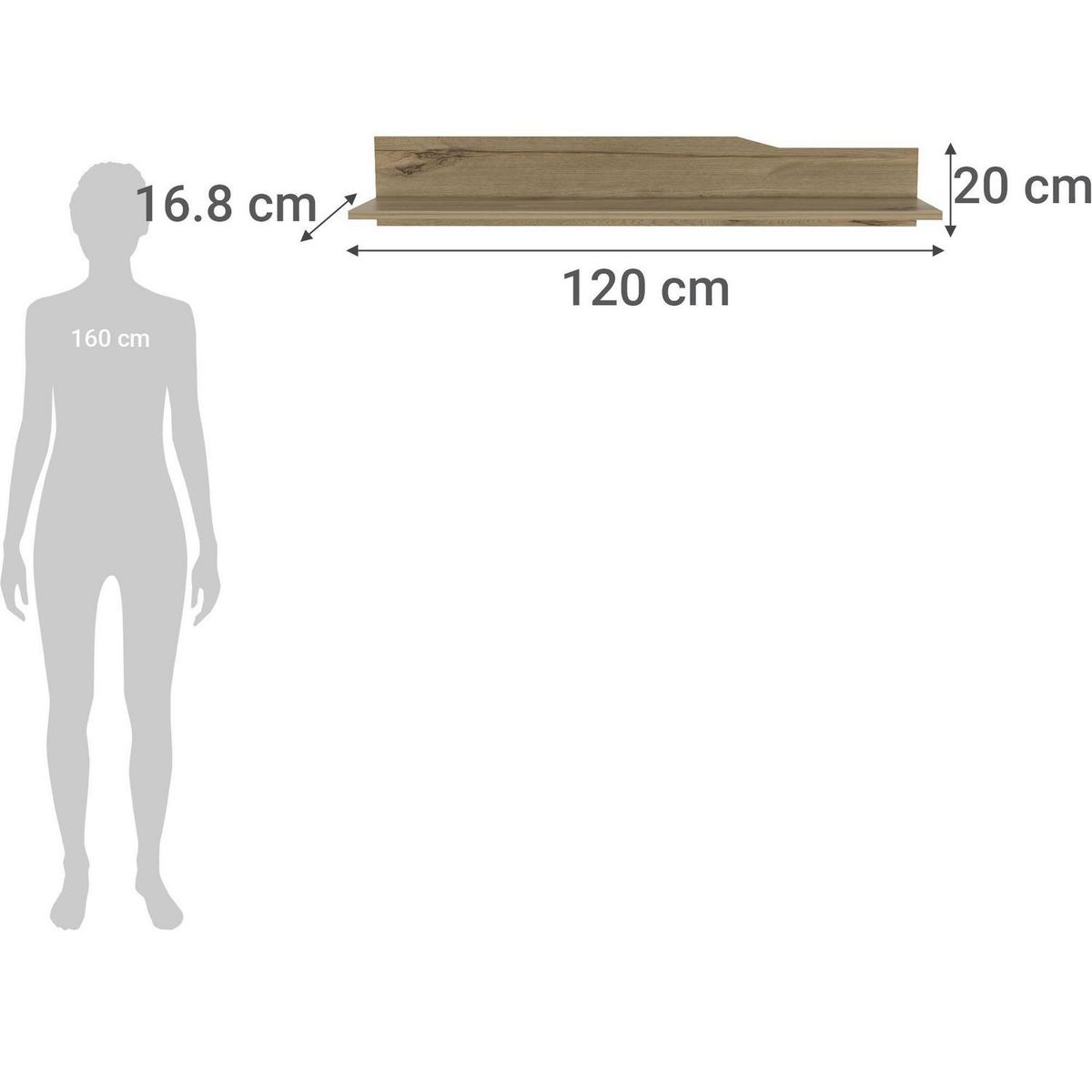 TUHOME - Repisa Obregón Melamina 1 Nivel(es) 120x20x16.8 cm Duna