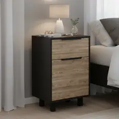 TUHOME - Velador 1 Puerta 1 Cajón(es) Kaia 70x41x36.3 cm Wengue/miel