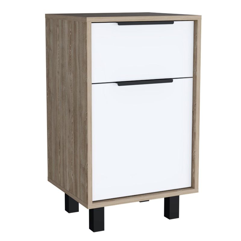 TUHOME - Velador 1 Puerta 1 Cajón(es) Kaia 70x41x36.3 cm Miel/Blanco
