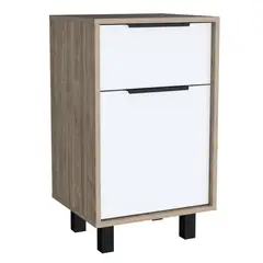 TUHOME - Velador 1 Puerta 1 Cajón(es) Kaia 70x41x36.3 cm Miel/Blanco