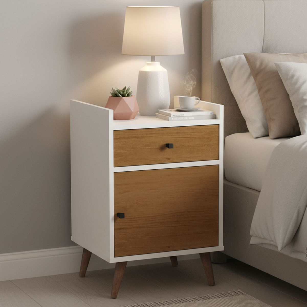 BE DESIGN - Velador 1 Puerta 1 Cajón 40x62x36 cm Caramelo