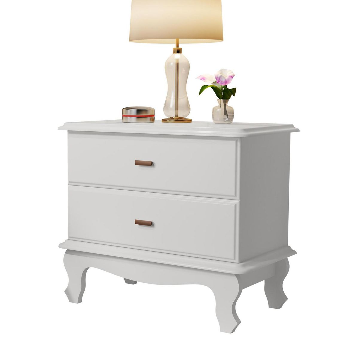 BE DESIGN - Velador 2 Cajón(es) Retro Be 76x66x41 cm Blanco