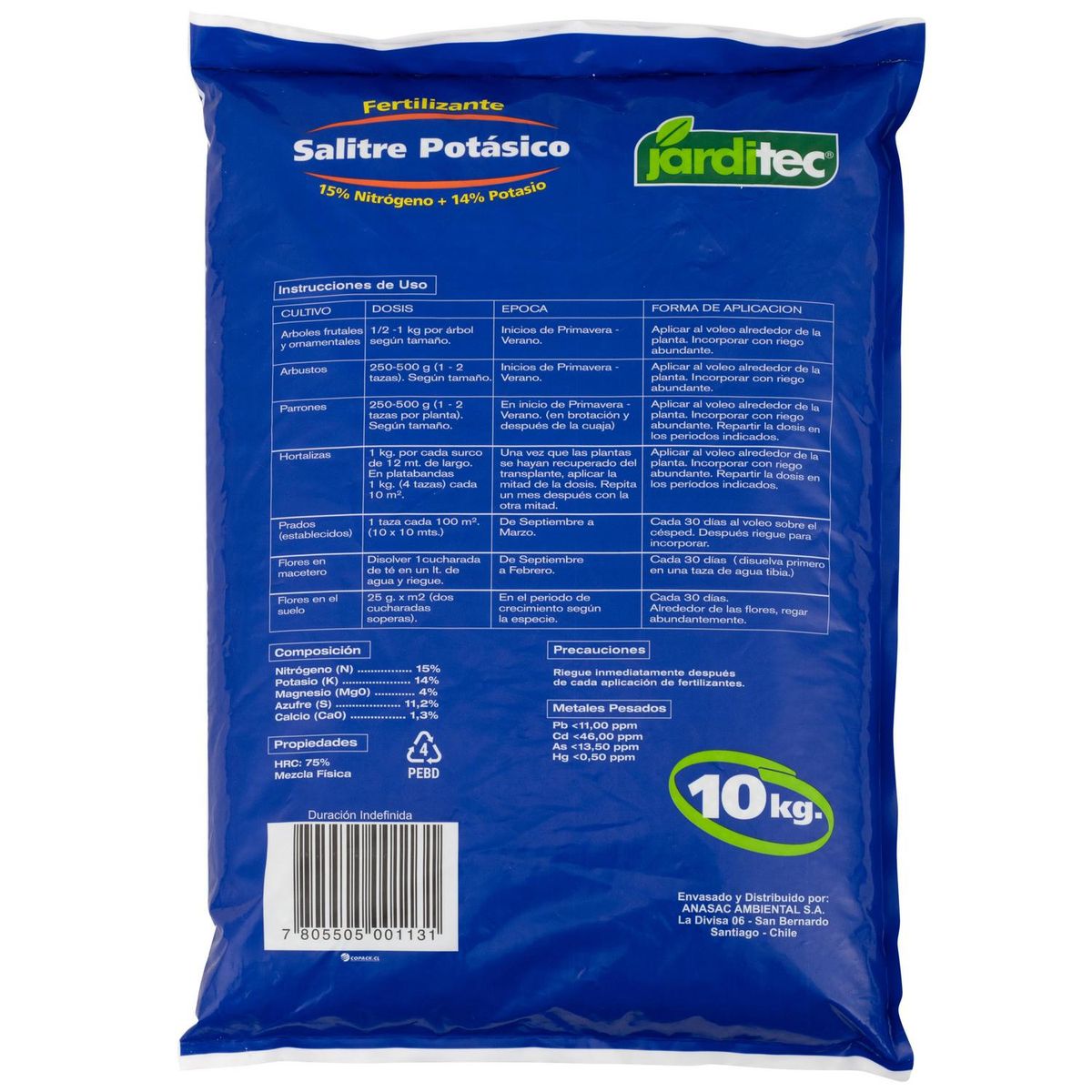 ANASAC - Fertilizante para planta salitre potasico 10 kg Jarditec