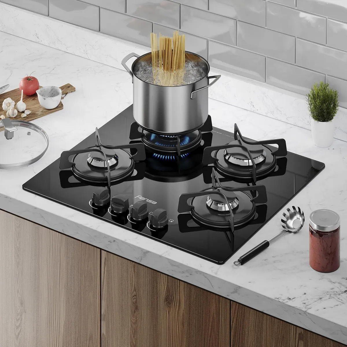 FENSA - Encimera Gas Licuado 4 Platos Negro F GC60V A