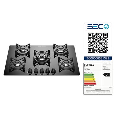 Encimera a Gas 5 platos vidrio